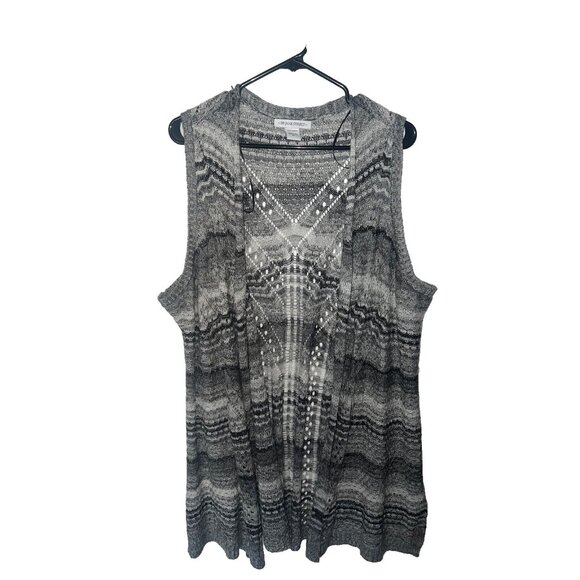 99 Jane Street womans duster cardigan plus size 3X black gray crochet - Picture 1 of 8